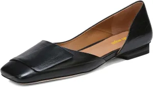 Women Fashion Pump Side Cut Ballet Flats Block Low Heeled Square Toe Slip On Shoes Working Shopping Party Size 4-16 US