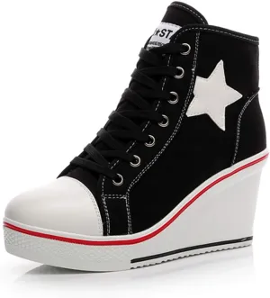 Women's Canvas High-Heeled Shoes Fashion Sneakers Casual Shoes for Walking Platform Wedges Pump Shoes