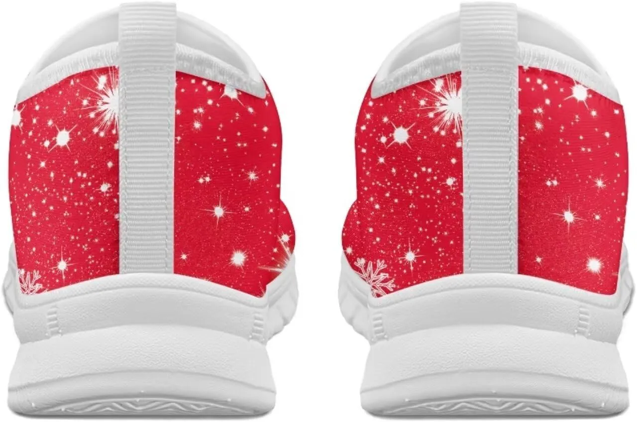 Women's Christmas Sneaker Casual Low Top Cozy Shoes Slip On Lightweight Anti-Skid Workout Walking Sneaker for Women US 5.5-11.5