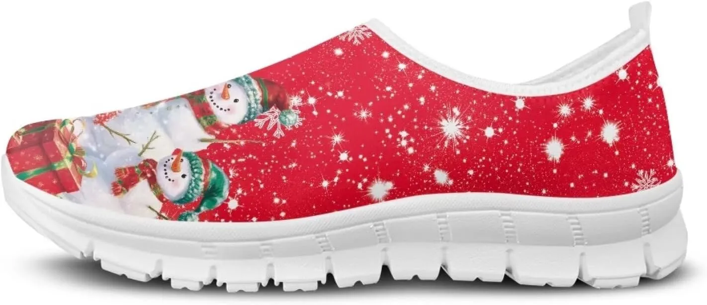 Women's Christmas Sneaker Casual Low Top Cozy Shoes Slip On Lightweight Anti-Skid Workout Walking Sneaker for Women US 5.5-11.5