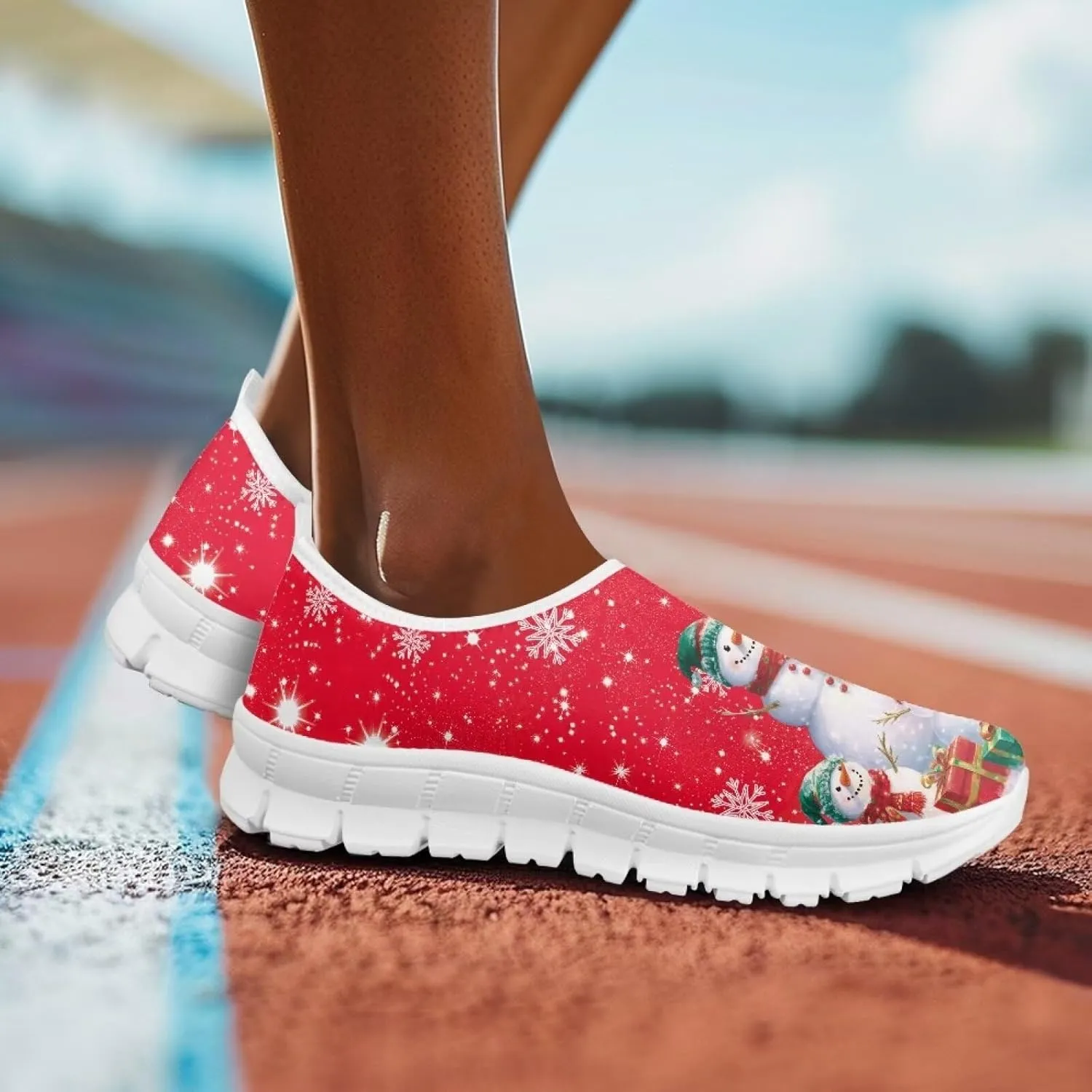 Women's Christmas Sneaker Casual Low Top Cozy Shoes Slip On Lightweight Anti-Skid Workout Walking Sneaker for Women US 5.5-11.5