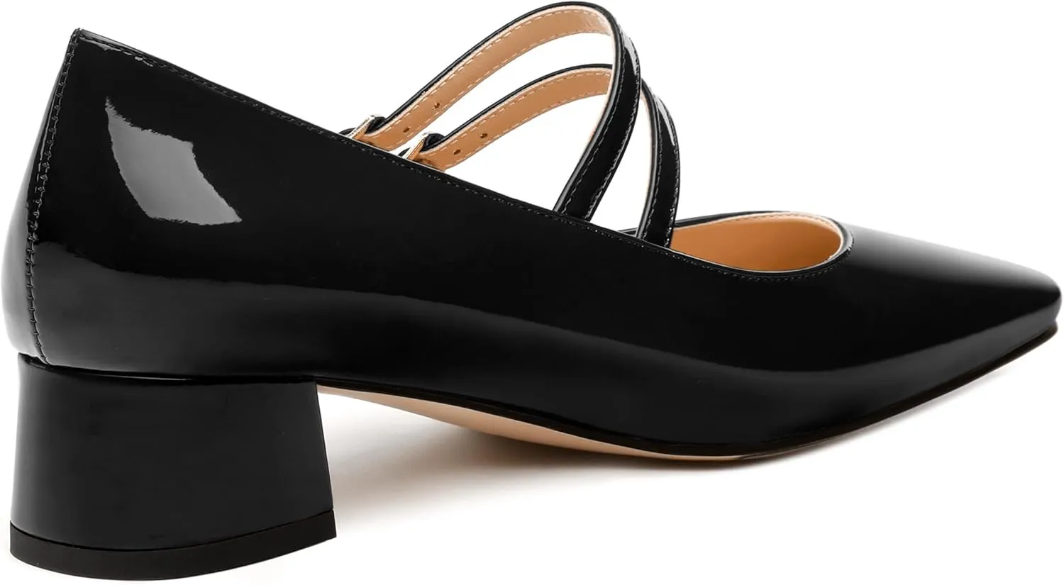 Womens Mary Jane Pumps, Square Toe Low Block Heel Pump Shoes for Women, Daily Comfort Mary Jane Pumps with Two Straps 1.3"