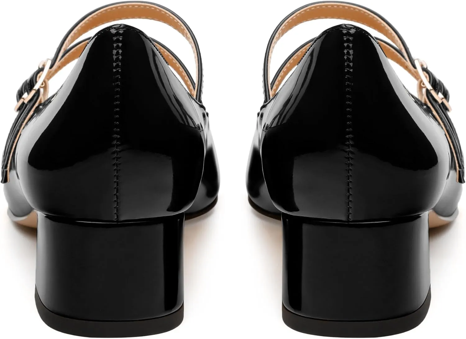 Womens Mary Jane Pumps, Square Toe Low Block Heel Pump Shoes for Women, Daily Comfort Mary Jane Pumps with Two Straps 1.3"