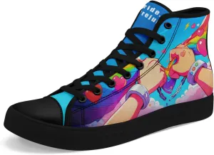 Womens Rainbow High Top Canvas Sneaker Lace-up Fashion Casual Shoes Classic Tennis Shoes Colorful Shoes