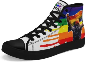 Womens Rainbow High Top Canvas Sneaker Lace-up Fashion Casual Shoes Classic Tennis Shoes Colorful Shoes