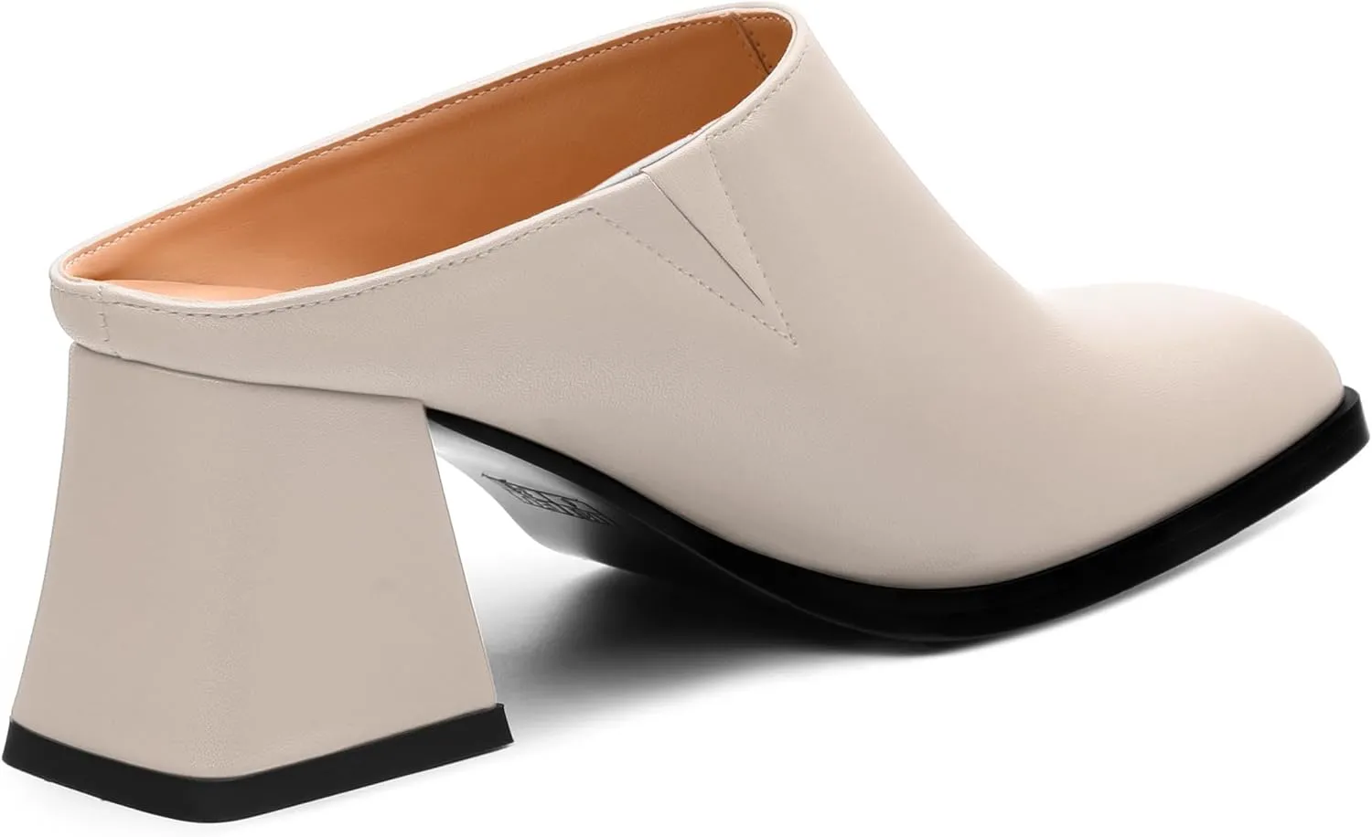 Women's Sandals, Square Closed Toe Mid Heels, Slip On Fashion Solid Matte Heeled Sandal for Daily Working Dating