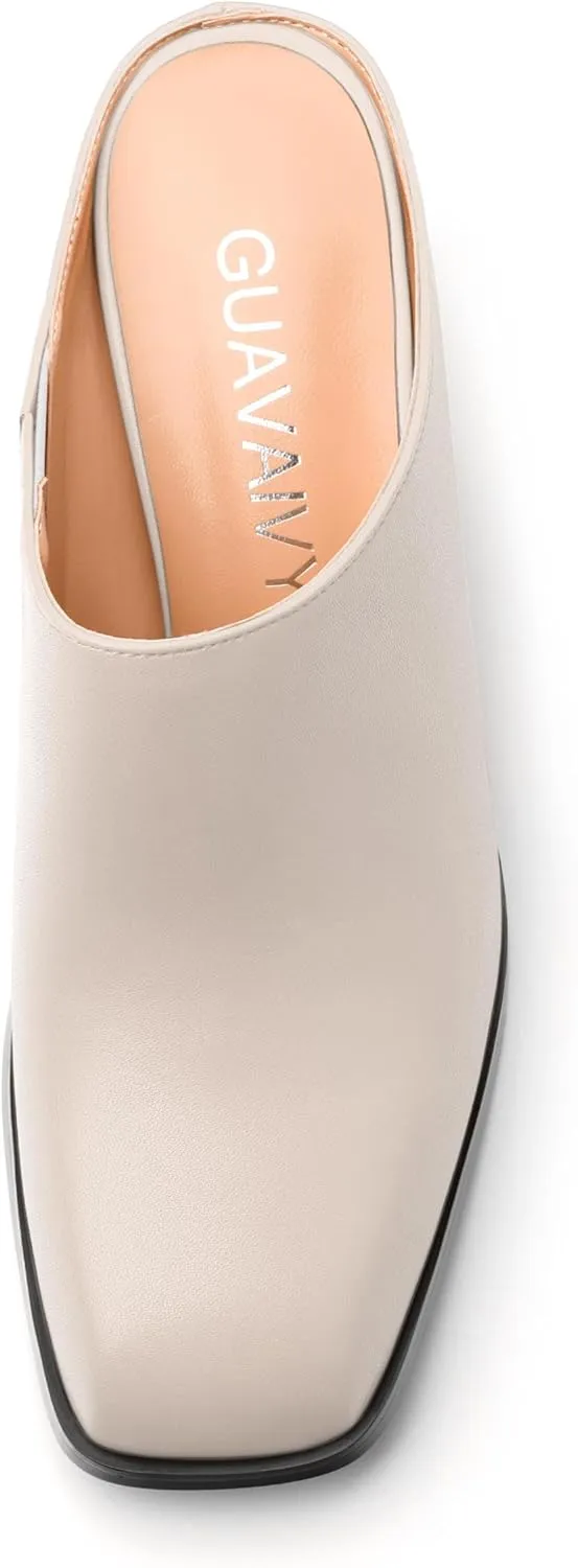 Women's Sandals, Square Closed Toe Mid Heels, Slip On Fashion Solid Matte Heeled Sandal for Daily Working Dating