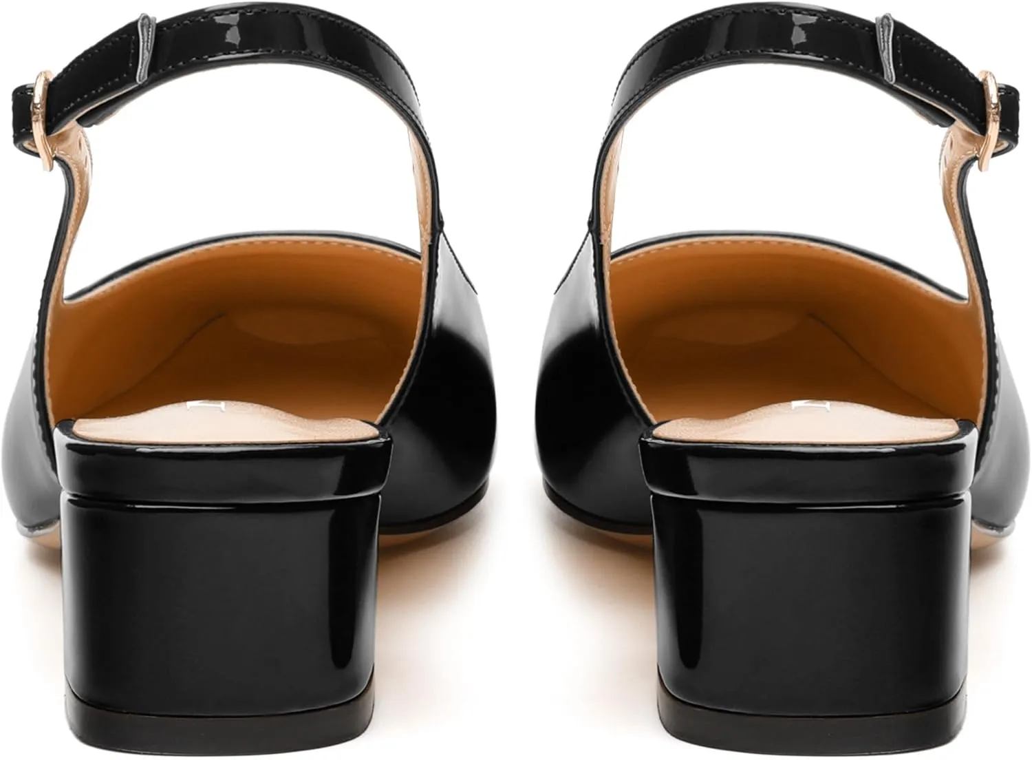 Women's Slingback Pumps, Low Chunky Heels Square Toe Pumps for Women, Block Heels Dress Shoes Closed Toe Comfortable Wedding Work Pump Sandals