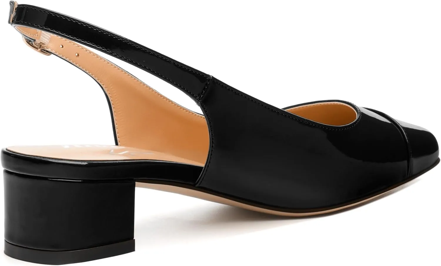 Women's Slingback Pumps, Low Chunky Heels Square Toe Pumps for Women, Block Heels Dress Shoes Closed Toe Comfortable Wedding Work Pump Sandals