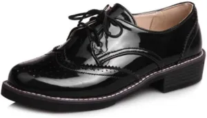 Women's Stylish Lace-Up Wingtip Oxfords - Brogue Derby Walking Shoes for Ladies