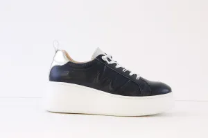 WONDERS - A-2632 SLIP-ON WEDGE FASHION SHOE - NAVY/SILVER