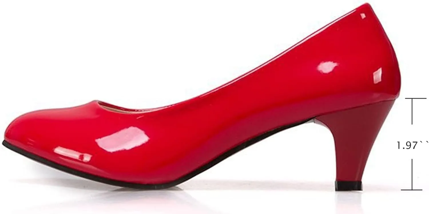 WUIWUIYU Womens Office Kitten Heels Pumps Slip On Evening Dress Work Cute Sexy Pump Shoes