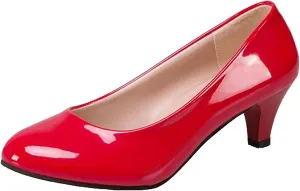 WUIWUIYU Womens Office Kitten Heels Pumps Slip On Evening Dress Work Cute Sexy Pump Shoes
