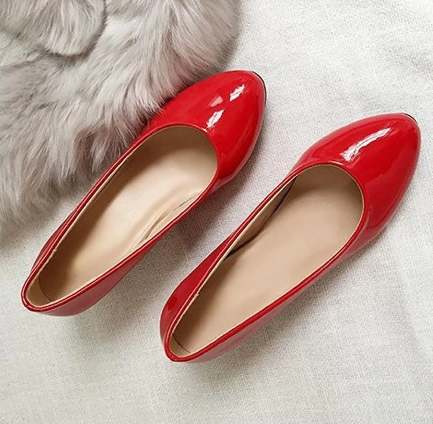 WUIWUIYU Womens Office Kitten Heels Pumps Slip On Evening Dress Work Cute Sexy Pump Shoes