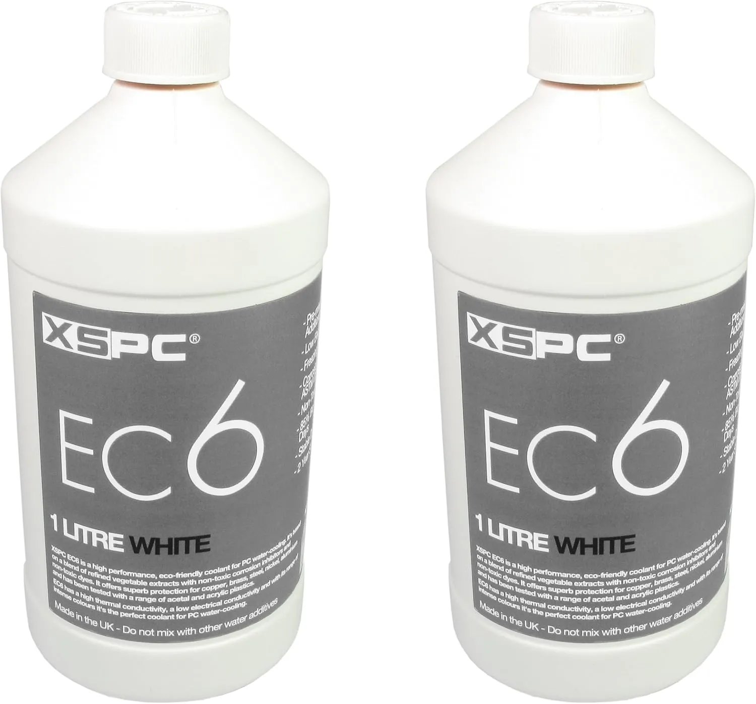 XSPC EC6 High Performance Premix PC Coolant, Opaque, 1000 mL, White, 2-Pack