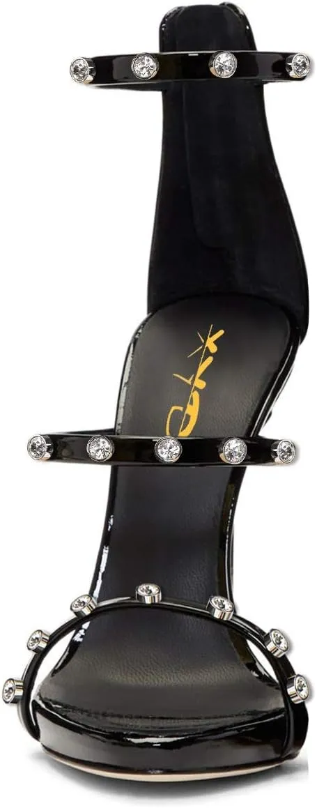 XYD Hot Summer Party Stilettos Sexy Strappy Sandals with Platform Open Toe Back Zipper High Heels Pump Club Evening Shoes for Women