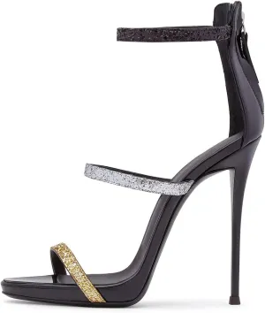 XYD Hot Summer Party Stilettos Sexy Strappy Sandals with Platform Open Toe Back Zipper High Heels Pump Club Evening Shoes for Women