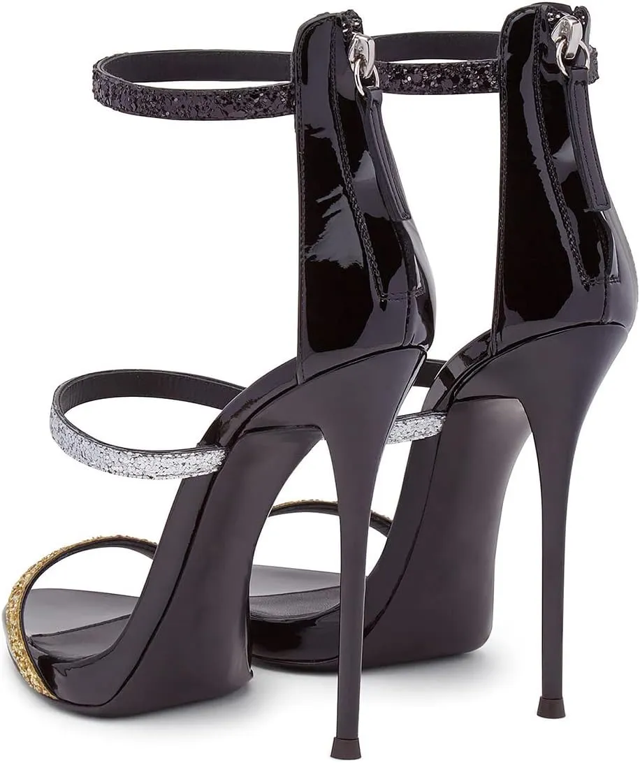 XYD Hot Summer Party Stilettos Sexy Strappy Sandals with Platform Open Toe Back Zipper High Heels Pump Club Evening Shoes for Women