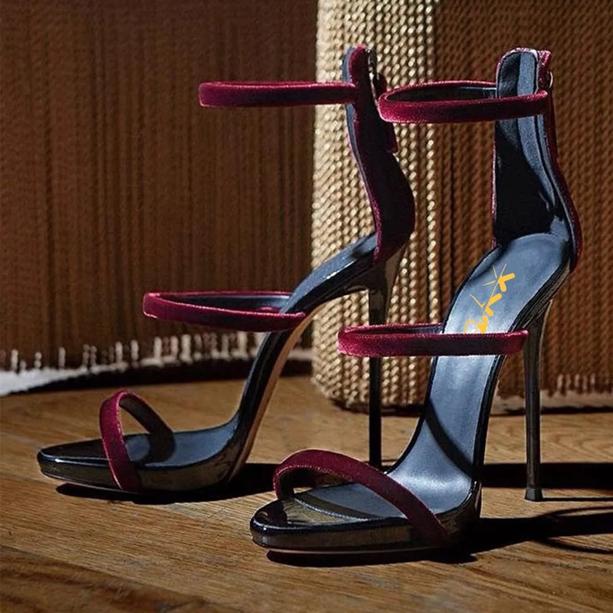 XYD Hot Summer Party Stilettos Sexy Strappy Sandals with Platform Open Toe Back Zipper High Heels Pump Club Evening Shoes for Women