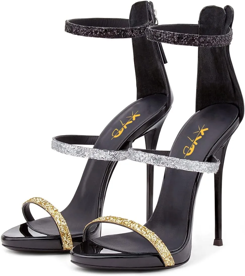 XYD Hot Summer Party Stilettos Sexy Strappy Sandals with Platform Open Toe Back Zipper High Heels Pump Club Evening Shoes for Women