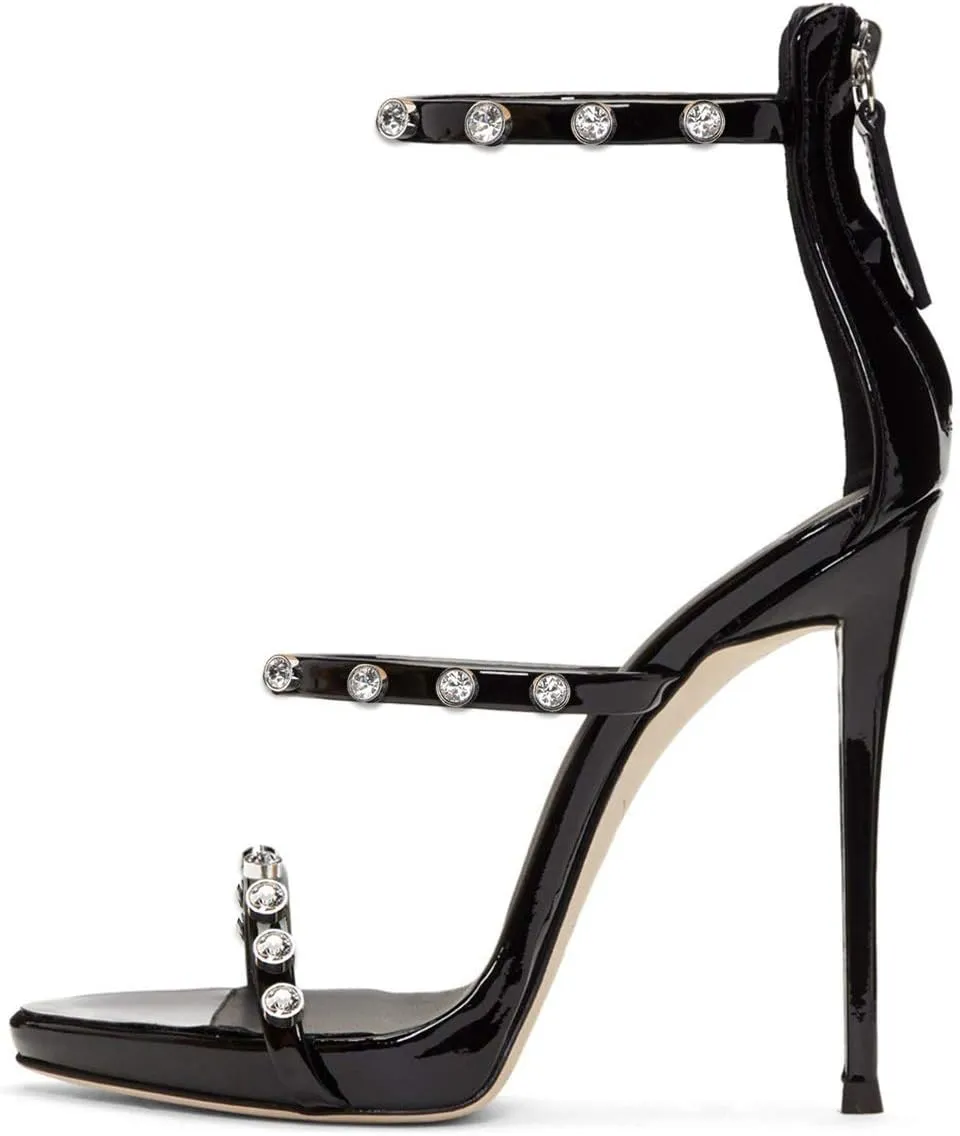 XYD Hot Summer Party Stilettos Sexy Strappy Sandals with Platform Open Toe Back Zipper High Heels Pump Club Evening Shoes for Women