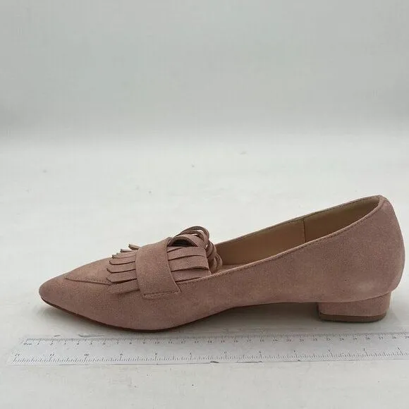 XYD Nude Vintage Fringe Dress Pointy Toe Slip On Driver Loafers Low Heel Pump