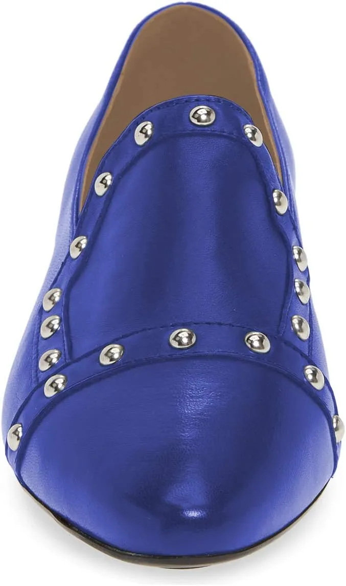 XYD Women Vintage Comfy Closed Toe Slip On Loafers Low Heel Studded Flats Formal Office Work Dress Shoes