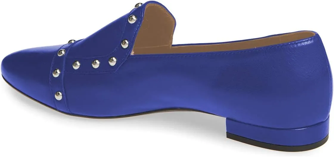 XYD Women Vintage Comfy Closed Toe Slip On Loafers Low Heel Studded Flats Formal Office Work Dress Shoes