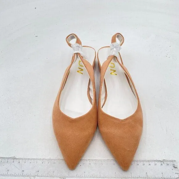 YDN Nude Suede Pointed Toe Slingback Low Heel Slide Sandals Dress Pump