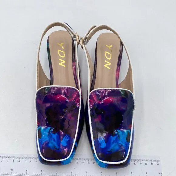 YDN Women Closed Square Toe Block Low Heels Slingback Formal Loafer Dressy Shoes