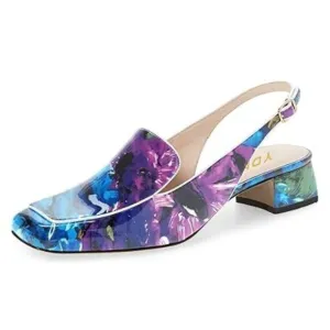 YDN Women Closed Square Toe Block Low Heels Slingback Formal Loafer Dressy Shoes