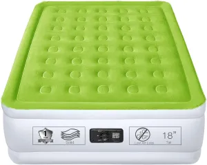 YENING Full Size Air Mattress with Built in Pump Raised Double Blow up Bed Inflatable Camping Airbed Electric 18 Inch Tall
