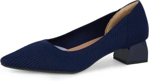 YEOJOU Heels for Women Knit Pointed Toe Women Pump Shoes Low Heel Comfortable Womens Dress Shoes Work