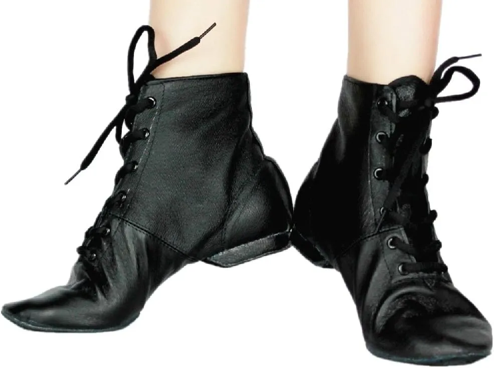 Yewluny Leather Jazz Dancing Shoes Soft Leather Lace-up Jazz Boots Girl Jazz Shoes (Little Kid/Big Kid)