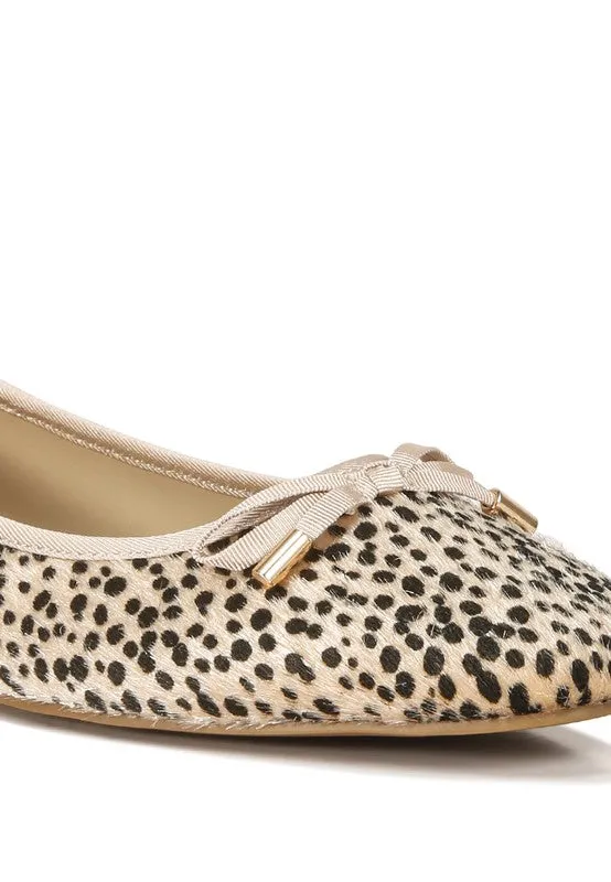 Ziggy Animal Print Flat Bow Ballerinas